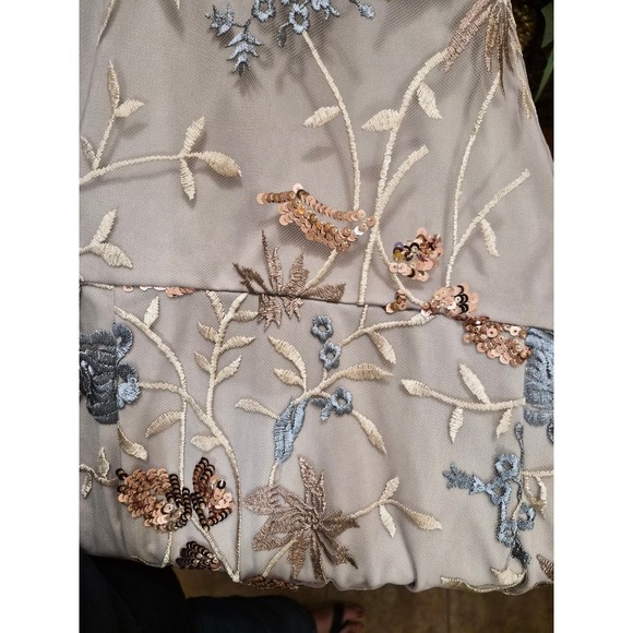 JS Collections Daphne Flutter Column Gown Mauve Sequin Floral Dress 12 NEW - Picture 16 of 16